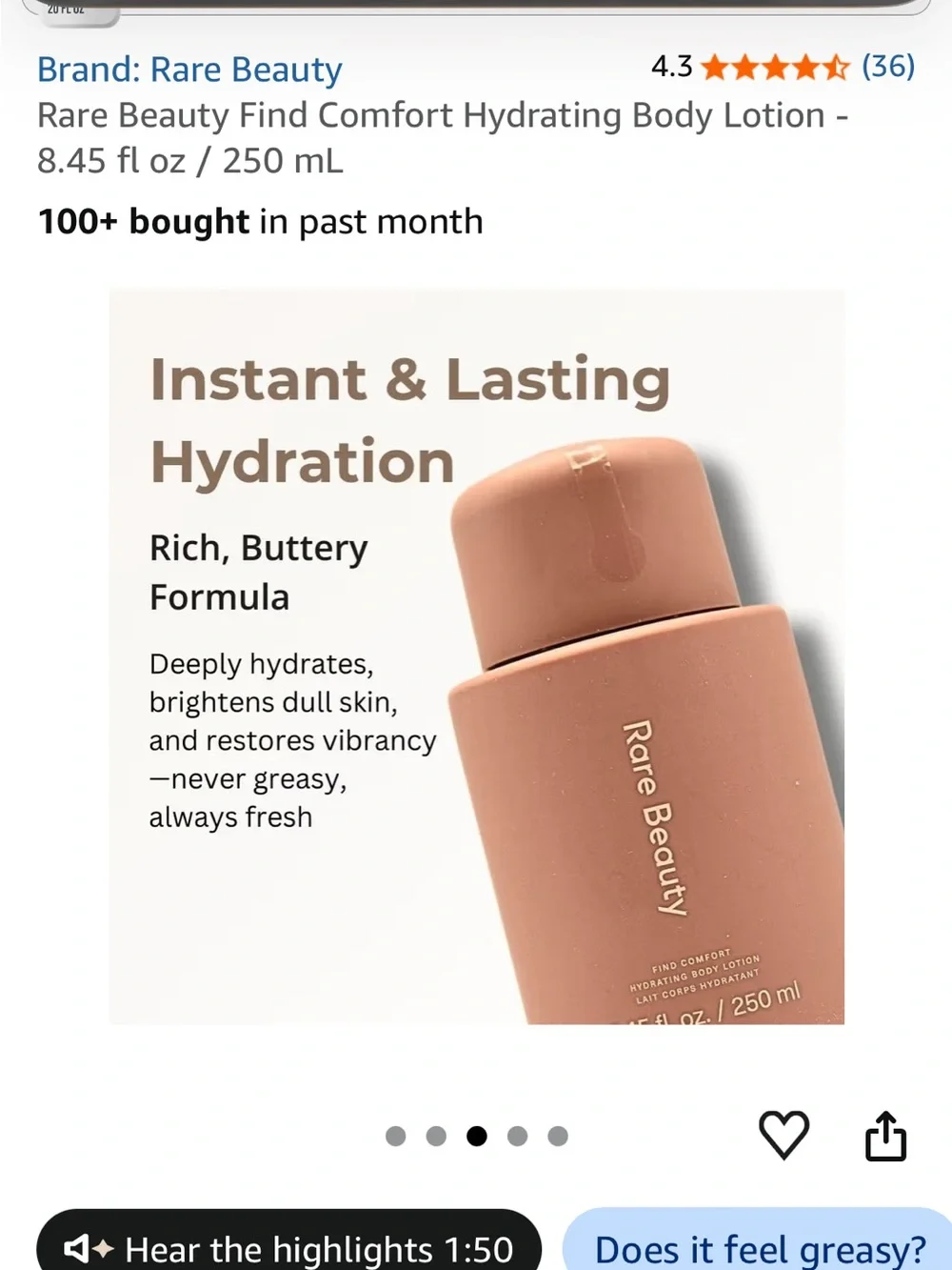 Rare Beauty Find Comfort Hydrating Body Lotion - 8.45 fl oz / 250 mL (602)